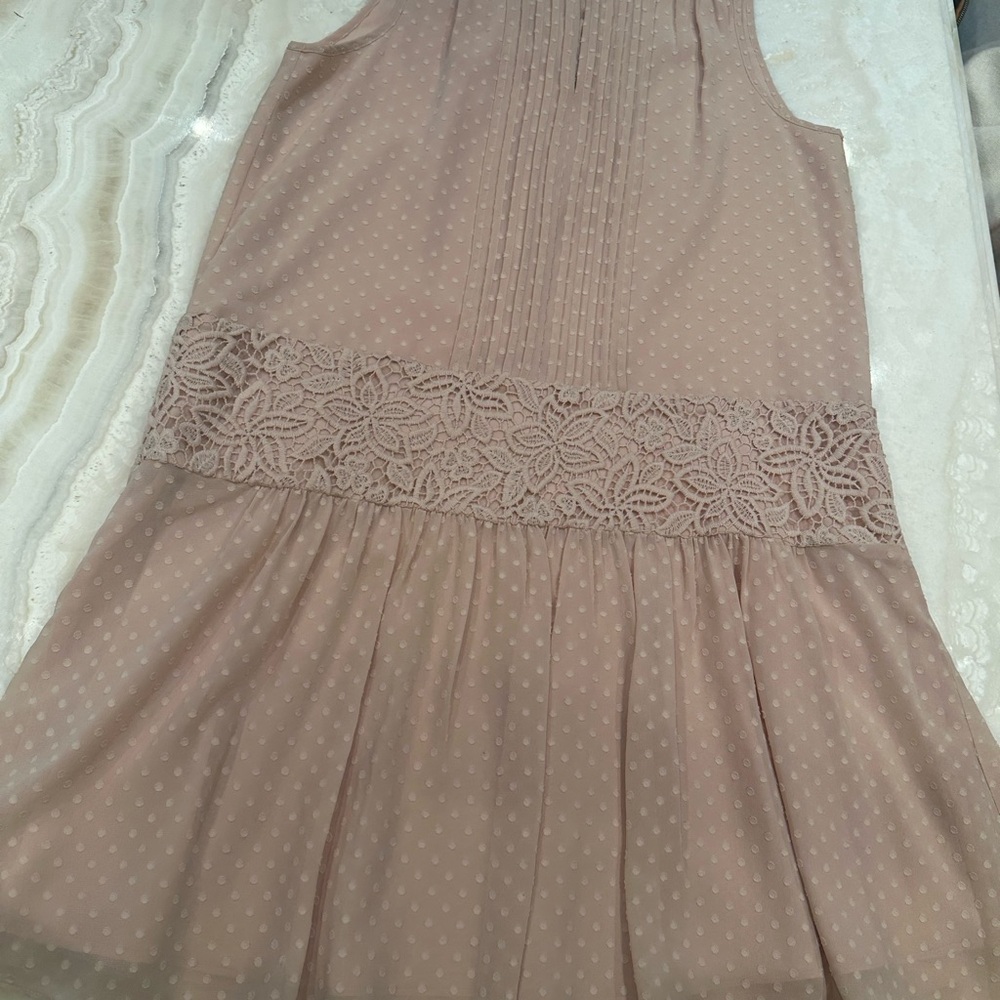 Marchesa Rose Blush Swiss Dot Lace Waist Sleeveless Dress – Size S/M - Picture 11 of 15
